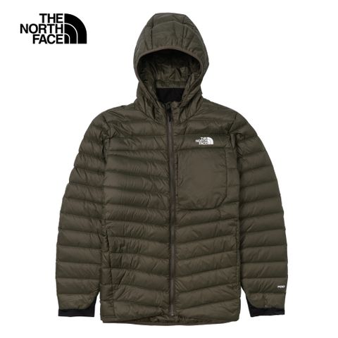 The North Face 北面 男款灰褐色防潑水舒適保暖連帽羽絨外套|89ZQ21L