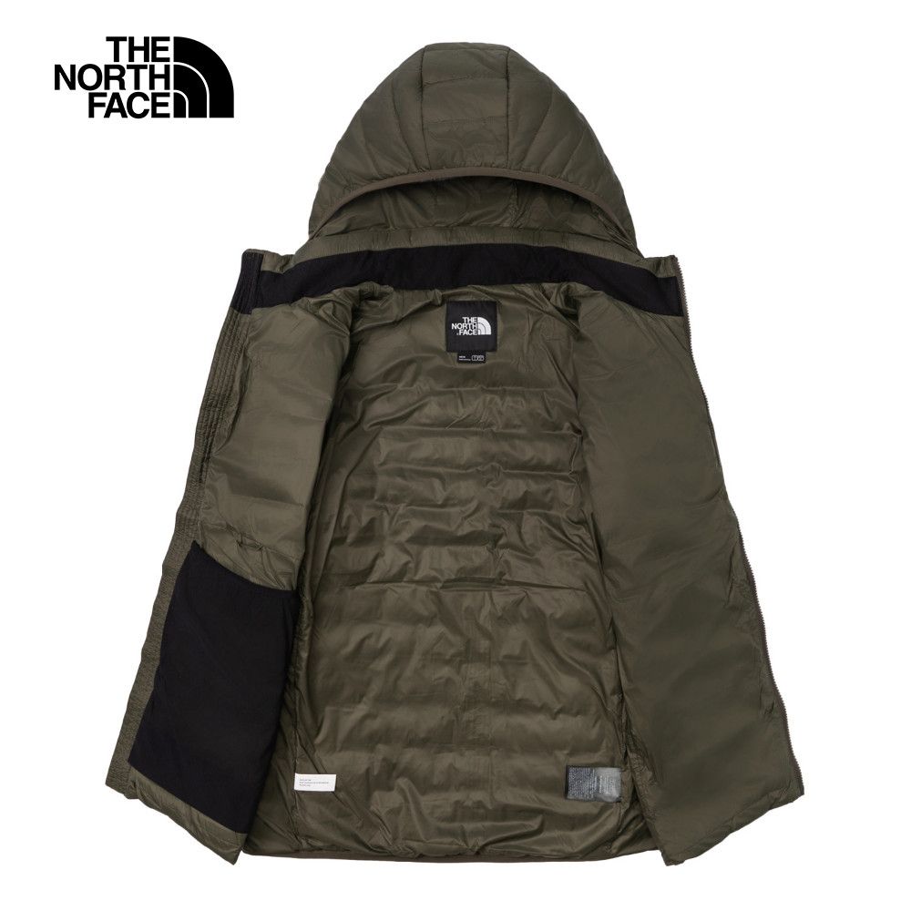 The North Face 北面 男款灰褐色防潑水舒適保暖連帽羽絨外套|89ZQ21L