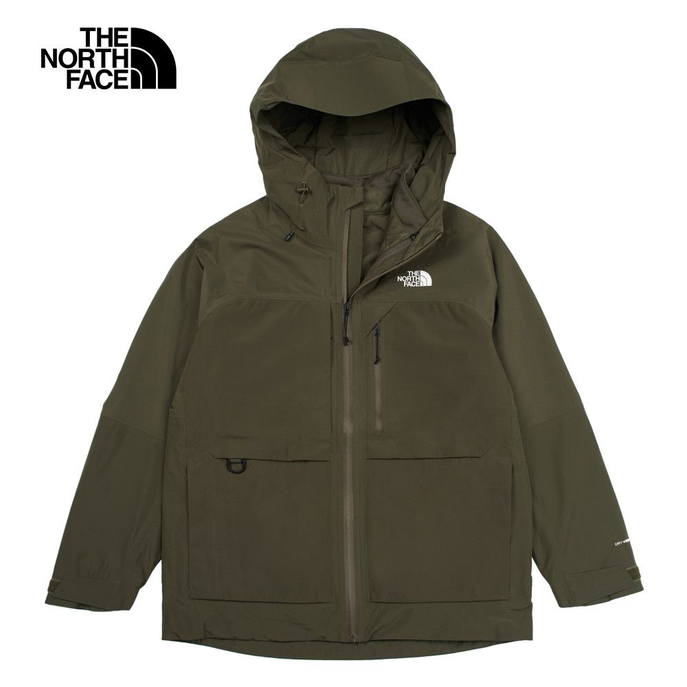 The North Face 北面 男款灰褐色防水透氣舒適保暖連帽抓絨內裡三合一外套|89ZS21L