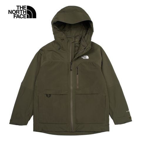 The North Face北面男款灰褐色防水透氣舒適保暖連帽抓絨內裡三合一外套｜89ZS21L