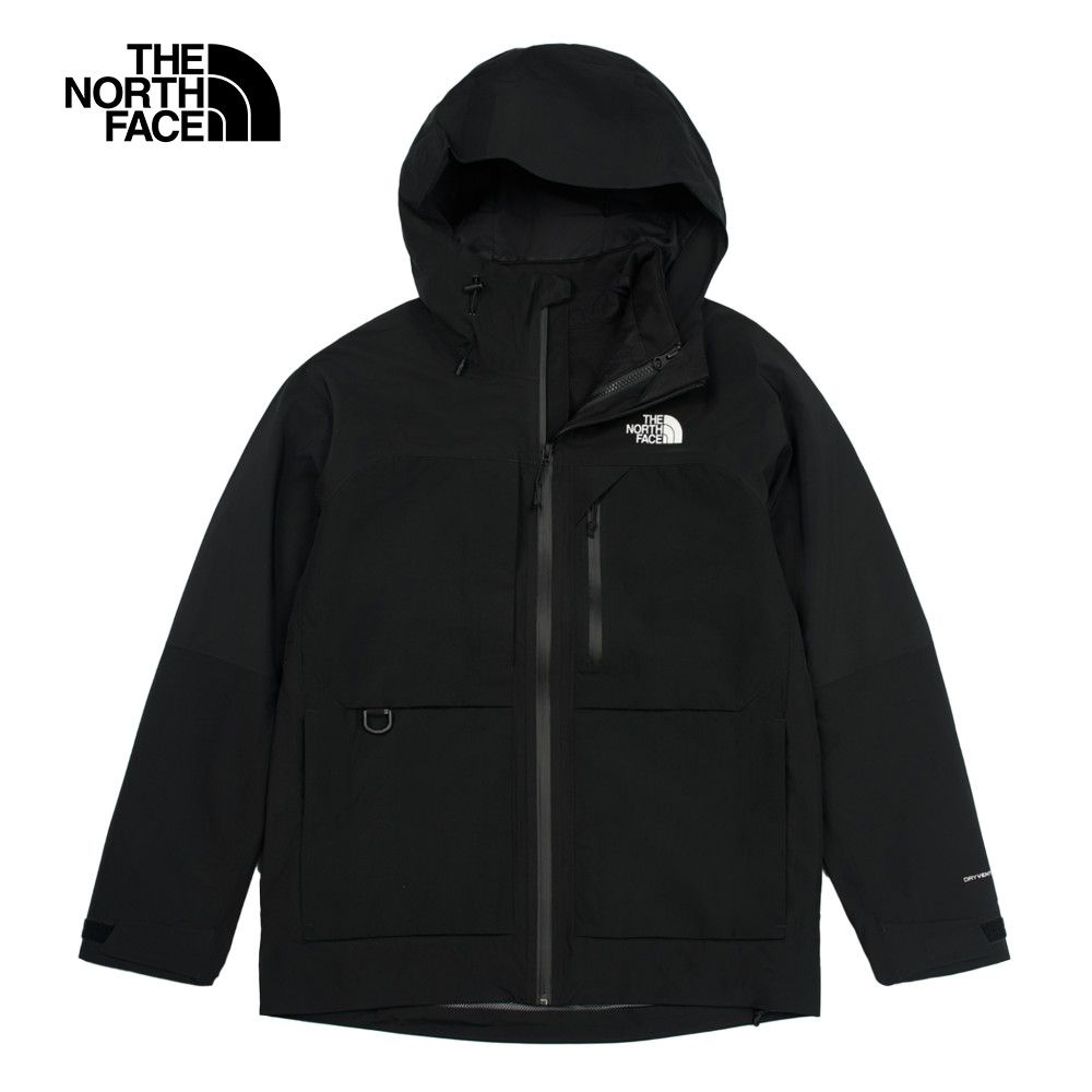 The North Face 北面 男款黑色防水透氣舒適保暖連帽抓絨內裡三合一外套|89ZSJK3