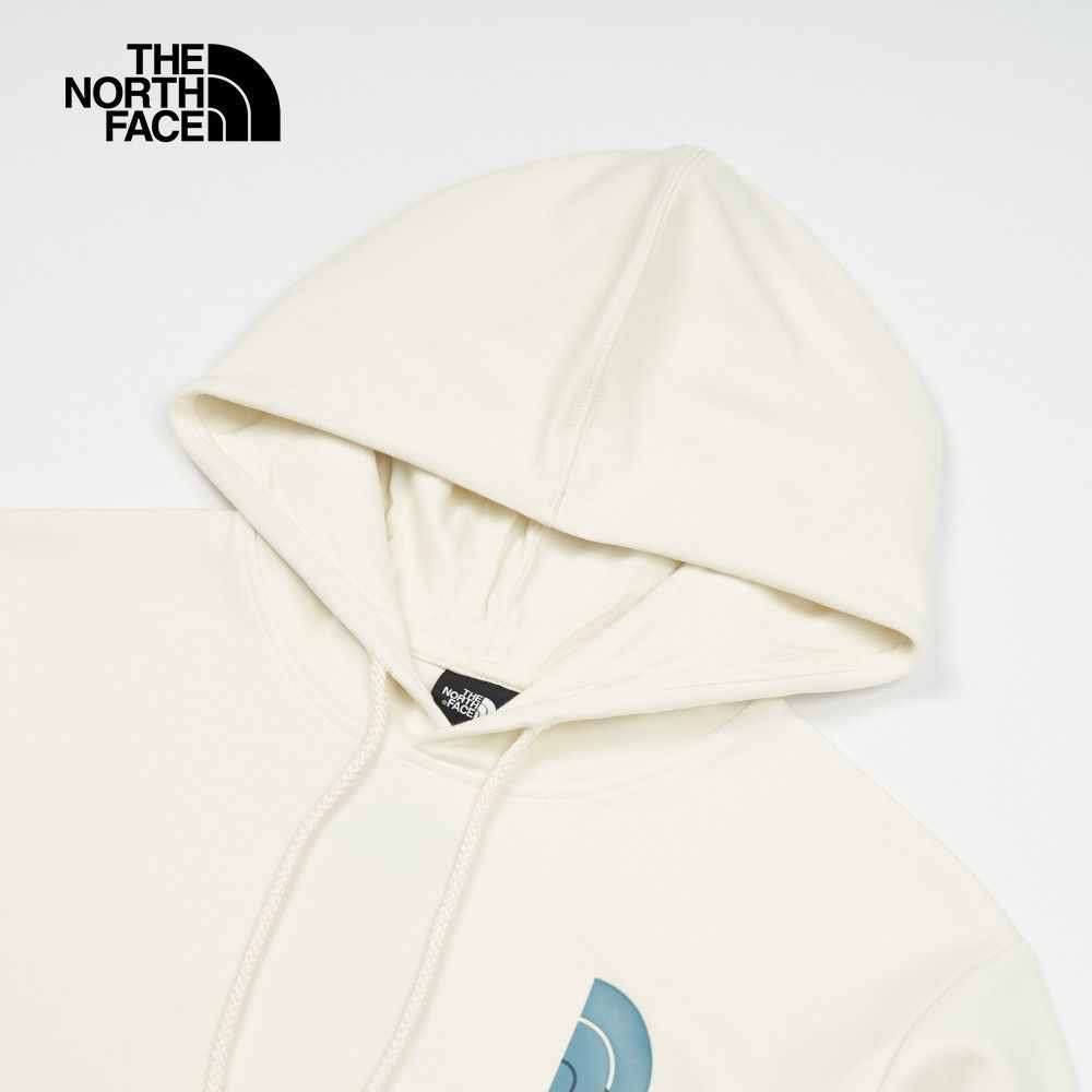 The North Face 北面 男款米白色經典品牌印花設計長袖帽T|8ATAQLI