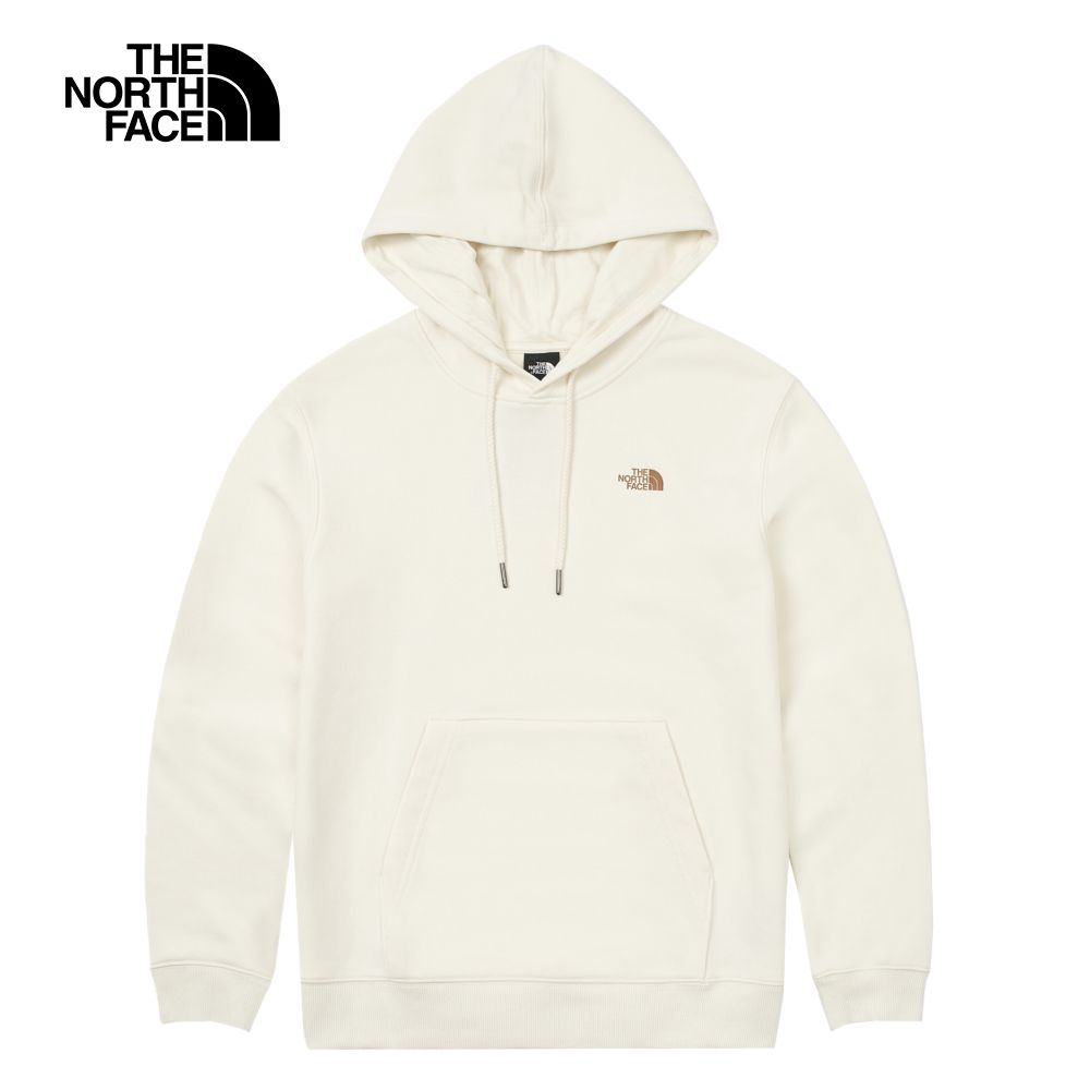 The North Face 北面 女款米白色舒適透氣大尺寸迷彩油墨印花長袖帽T|8ASXQLI