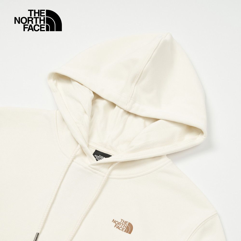 The North Face 北面 女款米白色舒適透氣大尺寸迷彩油墨印花長袖帽T|8ASXQLI