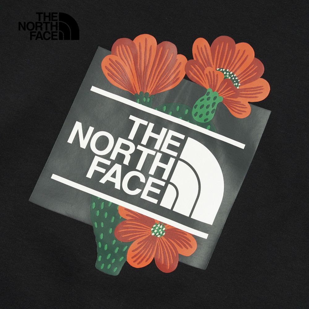 The North Face 北面 女款黑色舒適透氣大尺寸品牌印花長袖大學T|8ASYJK3