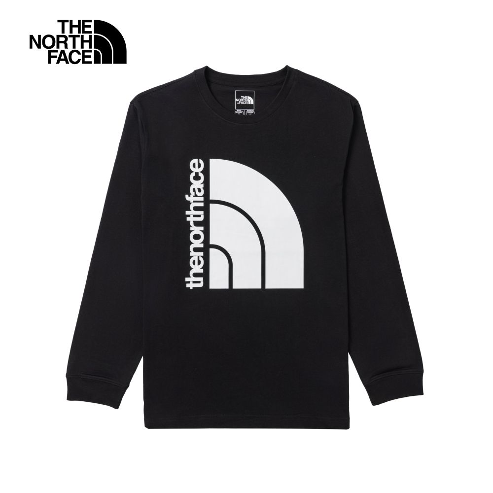The North Face 北面 男女款黑色純棉舒適大尺寸品牌印花長袖T恤|8ATCJK3