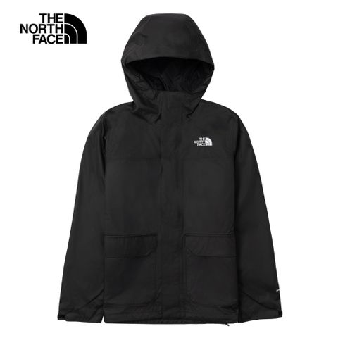 The North Face 北面 男款黑色防水透氣可調節連帽衝鋒衣|8AUK4H0