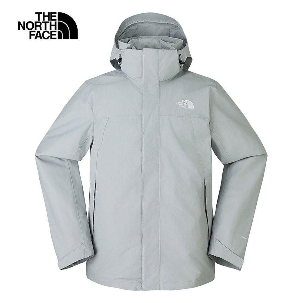 The North Face 北面 男款灰色防水透氣保暖連帽羽絨內裡三合一外套|81QSA0M