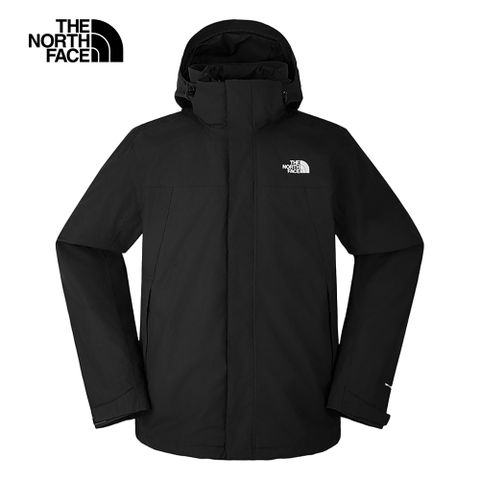 The North Face 北面 男款黑色防水透氣保暖連帽羽絨內裡三合一外套|81QSJK3