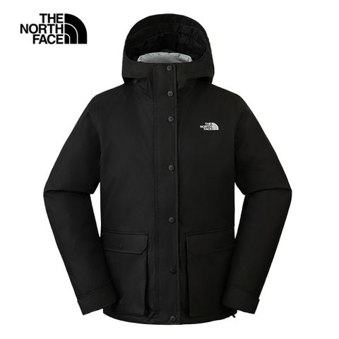 The North Face 北面 女款黑色防水透氣保暖連帽羽絨內裡三合一外套|88RW7O1