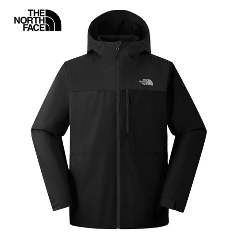 The North Face 北面 男款黑色防水透氣可調節連帽抓絨內裡三合一外套|8DMKJK3