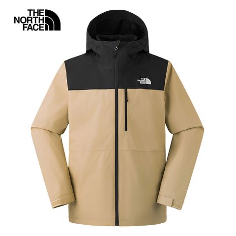 The North Face 北面 男款卡其色防水透氣可調節連帽抓絨內裡三合一外套|8DMKQV2