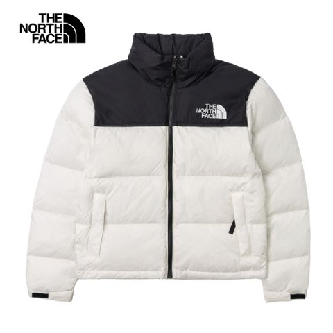 The North Face 北面 經典ICON-女款米白色防潑水保暖可收納連帽羽絨外套|3XEOROU