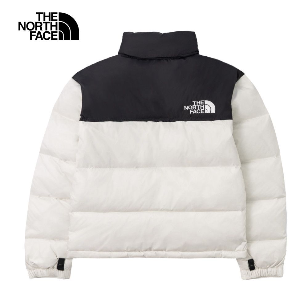 The North Face 北面 經典ICON-女款米白色防潑水保暖可收納連帽羽絨外套|3XEOROU