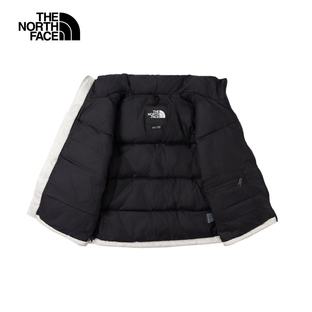 The North Face 北面 經典ICON-女款米白色防潑水保暖可收納連帽羽絨外套|3XEOROU