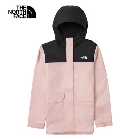 The North Face 北面 女款粉紅色防水透氣連帽衝鋒衣|88RSHZI