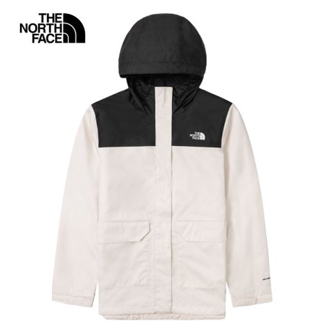 The North Face北面女款米白色防水透氣連帽衝鋒衣｜88RSROU
