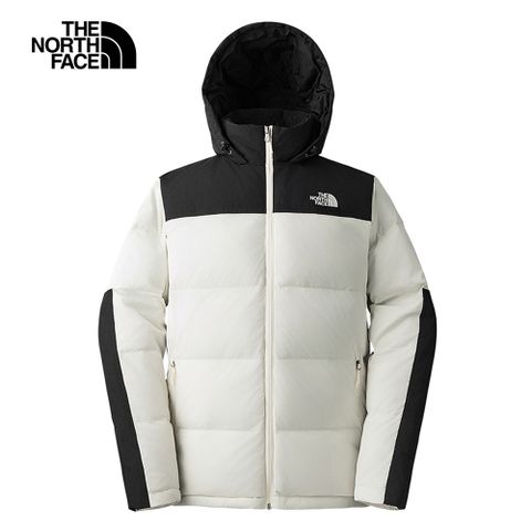 The North Face 北面 男款米白色DWR防潑水保暖連帽羽絨外套|4U82ROU 550蓬鬆度