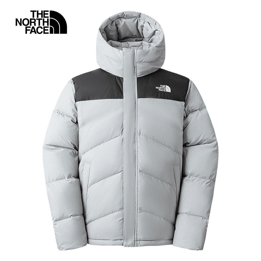 The North Face 北面 男款灰黑拼接DWR防潑水保暖連帽羽絨外套|8929C3F 550蓬鬆度