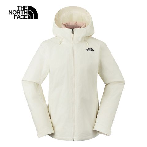 The North Face 北面 女款白色DryVent防水透氣連帽羽絨內裡三合一外套|8DMSBQZ 550蓬鬆度