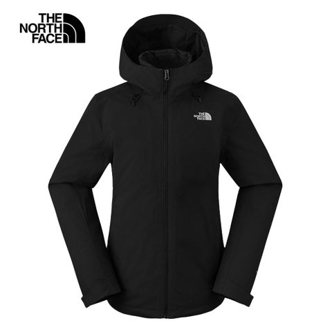 The North Face 北面 女款黑色DryVent防水透氣連帽羽絨內裡三合一外套|8DMSKX7 550蓬鬆度