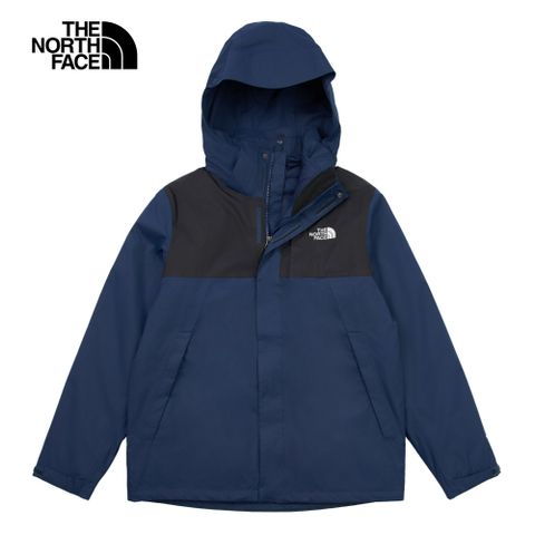 The North Face 北面 男款藍色DryVent防水透氣保暖連帽鋪棉內裡三合一外套|8DNC8K2