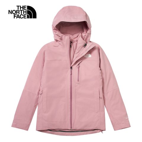 The North Face 北面 女款粉紅色DryVent防水透氣保暖連帽羽絨內裡三合一外套|89Y71MI 600蓬鬆度