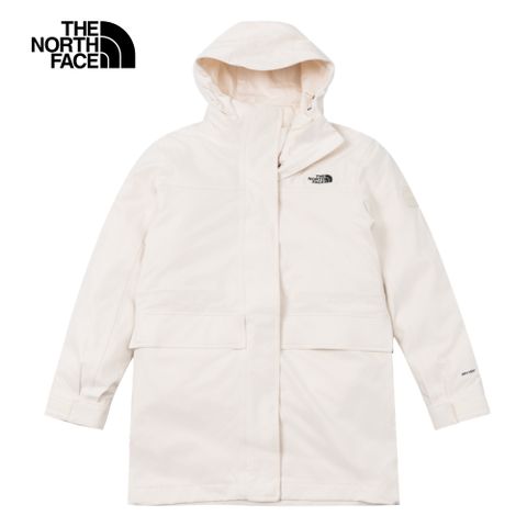 The North Face 北面 女款米白色DryVent防水透氣保暖連帽羽絨內裡三合一外套|89YPQLI 600蓬鬆度