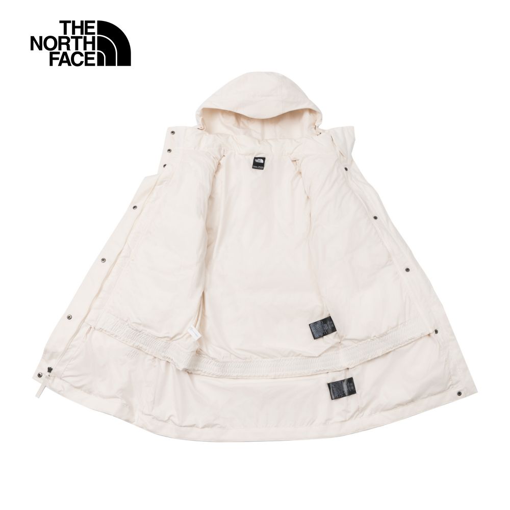 The North Face 北面 女款米白色DryVent防水透氣保暖連帽羽絨內裡三合一外套|89YPQLI 600蓬鬆度