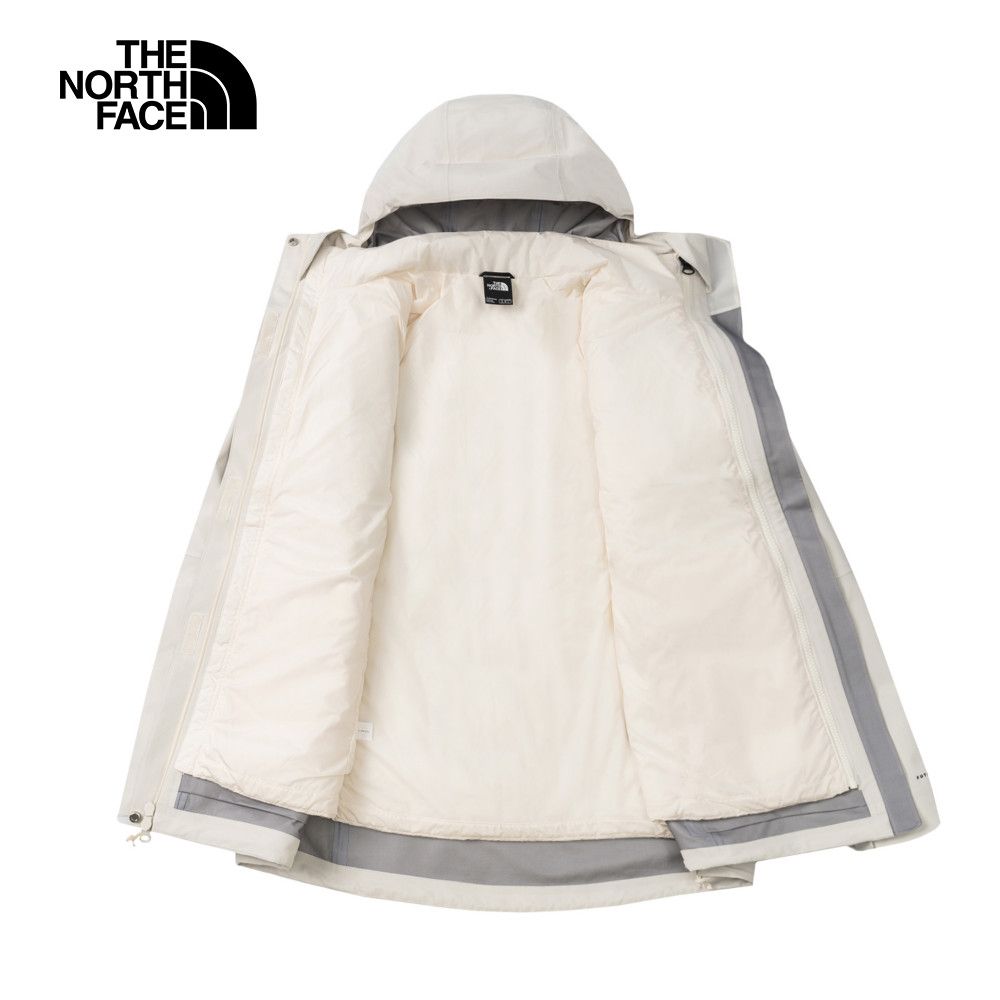 The North Face 北面 女款米白色FUTURELIGHT防水透氣連帽羽絨內裡三合一外套｜89X6QLI 600蓬鬆度