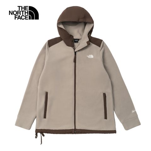 The North Face 北面 男款灰棕拼接舒適保暖連帽抓絨外套｜89ZT5O3