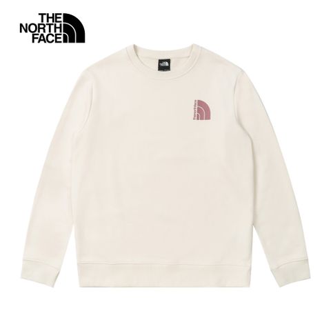 The North Face 北面 女款米白色舒適保暖經典品牌印花長袖大學T｜8AT0QLI