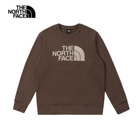 The North Face 北面 男款棕色舒適保暖大尺寸品牌印花長袖大學T｜8ATF1OI