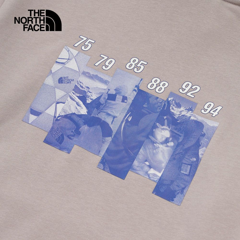 The North Face 北面 男女款灰色舒適保暖大尺寸印花休閒長袖帽T｜8ATD1OA