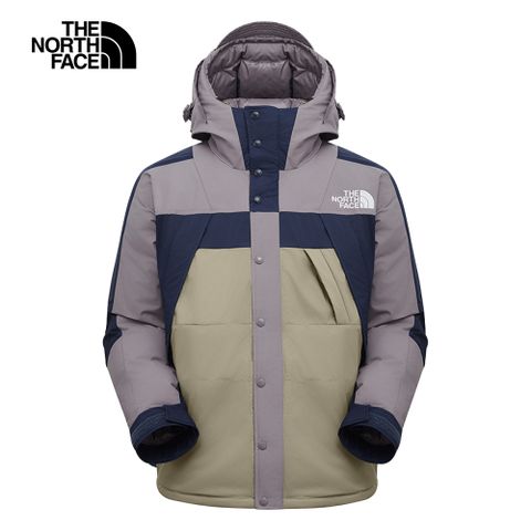 The North Face 北面 UE男款紫藍綠拼接DWR防潑水刺繡LOGO羽絨外套｜8A810QL 700蓬鬆度