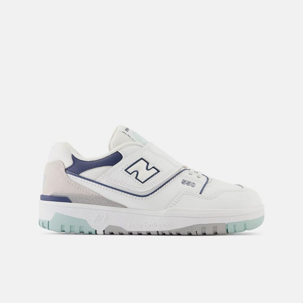 New Balance 紐巴倫 童鞋 休閒鞋 中童 大童 魔鬼氈 白藍_PHB550WA-M