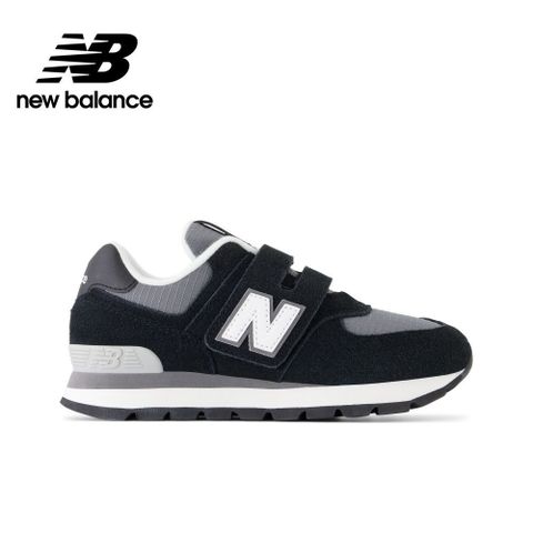【New Balance】童鞋 休閒鞋 中童 大童 魔鬼氈 黑色_PV574DZB-W