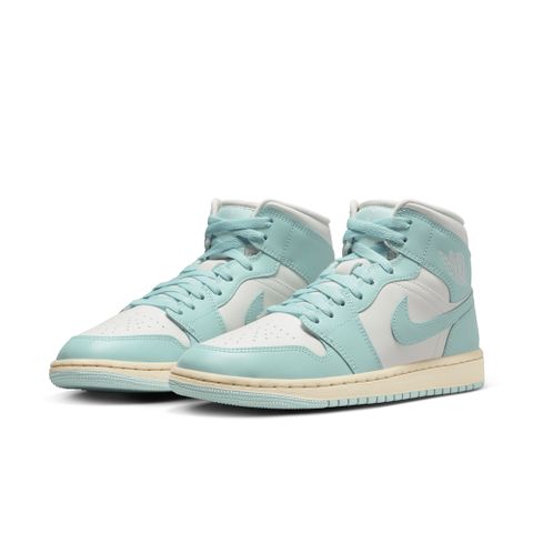 NIKE 耐吉 【NIKE】WMNS AIR JORDAN 1 MID 女鞋 籃球鞋 白綠色-BQ6472132