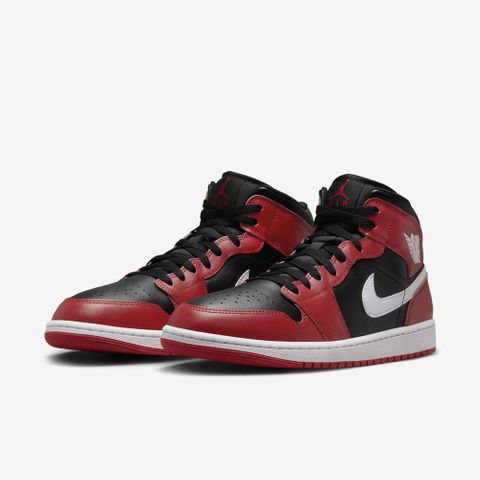 NIKE 耐吉 【NIKE】AIR JORDAN 1 MID 男鞋 籃球鞋 紅黑色-DQ8426061