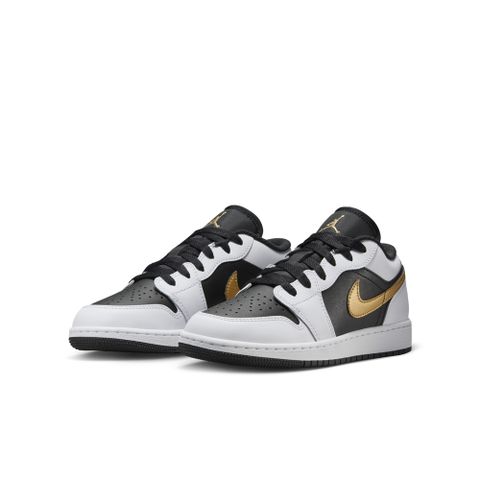 NIKE 耐吉 【NIKE】AIR JORDAN 1 LOW (GS) 中大童 童鞋 女鞋 籃球鞋 白黑金-553560172