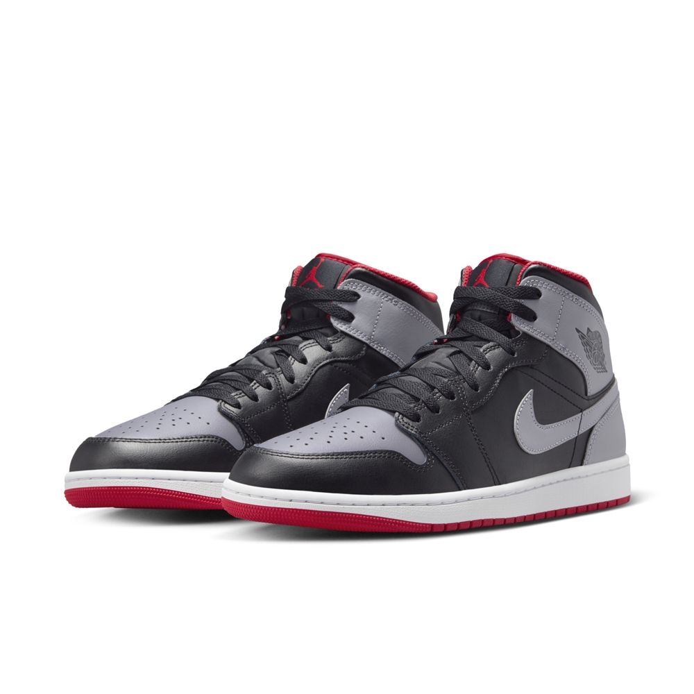  【NIKE】AIR JORDAN 1 MID 男鞋 籃球鞋 黑灰紅-DQ8426006