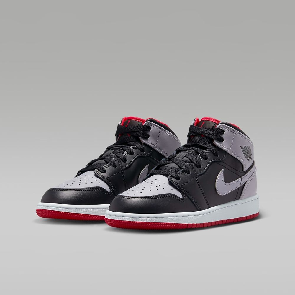  【NIKE】AIR JORDAN 1 MID GS 童鞋 大童 女鞋 籃球鞋 黑灰紅-DQ8423006