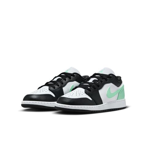 【NIKE】AIR JORDAN 1 LOW GS 童鞋 大童鞋 女鞋 籃球鞋 黑白綠-553560131