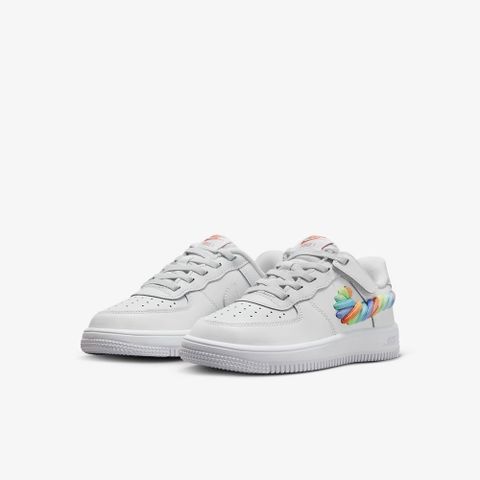 【NIKE】FORCE 1 LOW EASYON LV8 1 PS 中大童 休閒鞋 白 編織彩虹-FN4890100