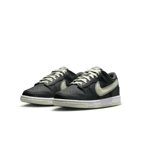 【NIKE】NIKE DUNK LOW BG 大童鞋 女鞋 休閒鞋 鐵灰 螢光綠-HQ3569068