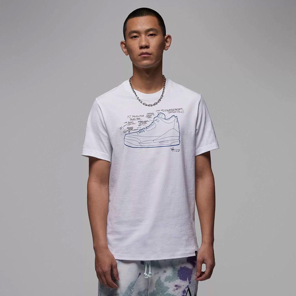 NIKE】AS M J SNEAKER GFX SS TEE GCEL 短袖上衣男白色-FN3715100