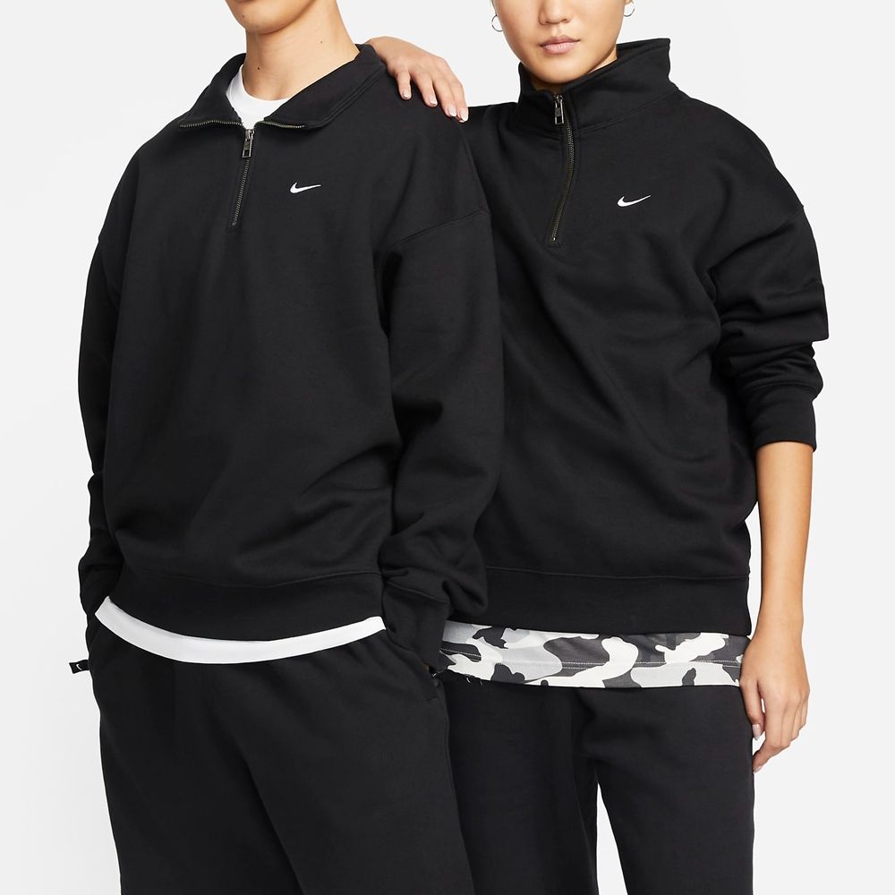 NIKE】AS M NK SOLO SWSH HW BB QZ TOP 男立領上衣黑色-DQ5210010