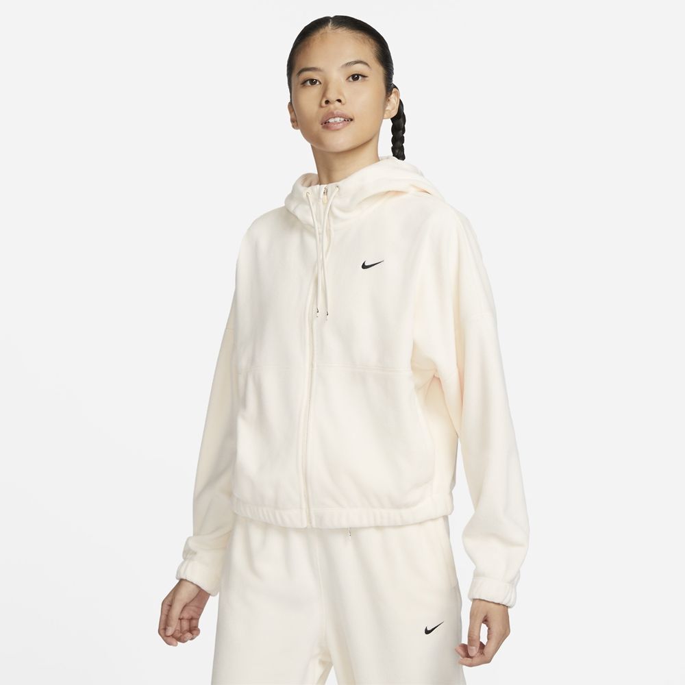 NIKE 耐吉 【NIKE】AS W NK ONE TF FZ HOODIE POLAR 女 連帽外套 搖粒絨 米白-FB5639110