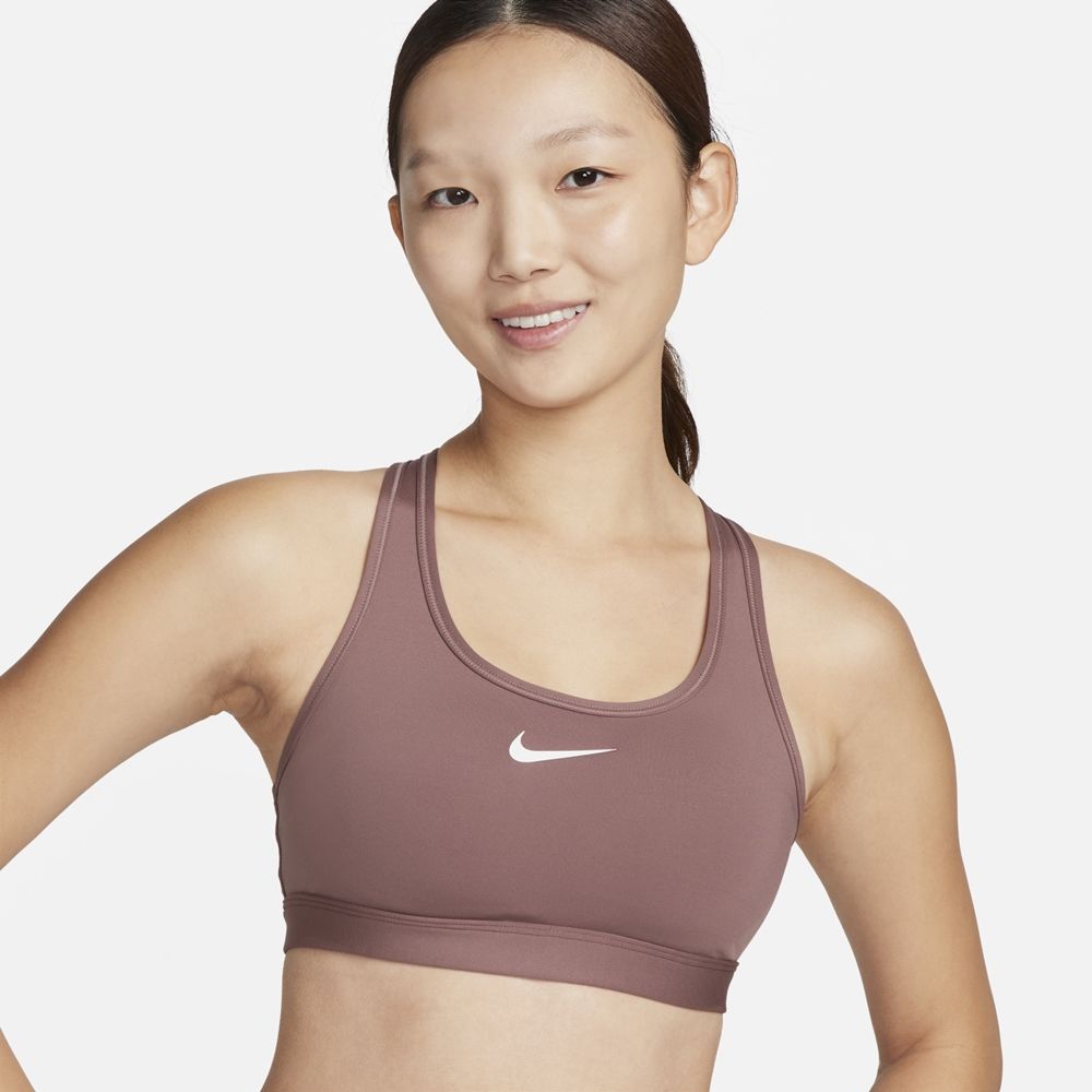 NIKE 耐吉 【NIKE】AS W NK SWSH MED SPT BRA 女 運動內衣 褐紫-DX6822208