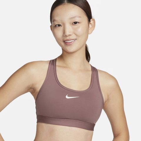 【NIKE】AS W NK SWSH MED SPT BRA 女 運動內衣 褐紫-DX6822208